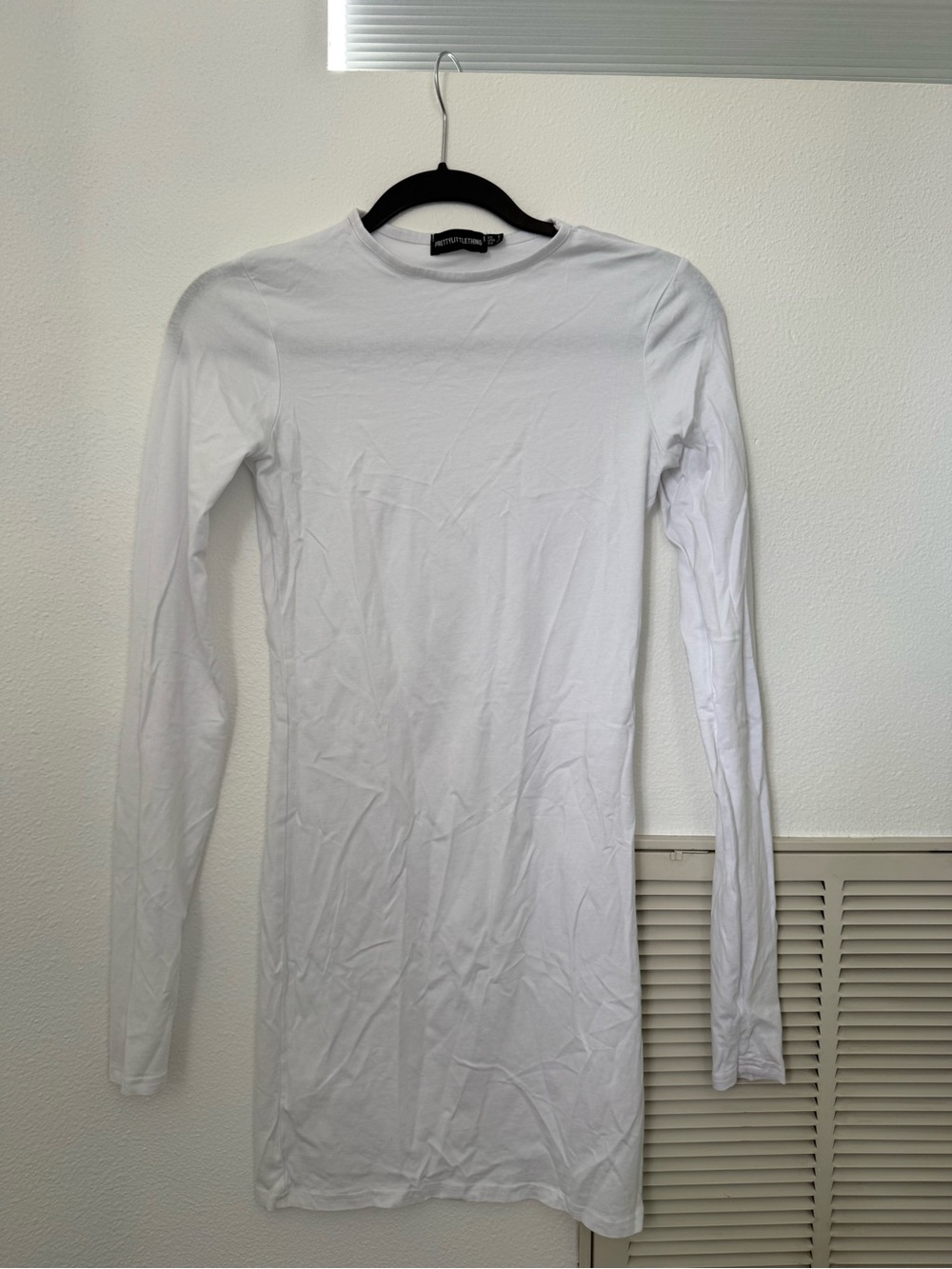 Long Sleeve Crewneck White Dress